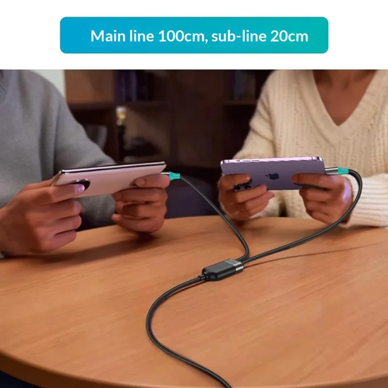 TOTU CB-21-L+T 120cm 2 in 1 USB-C to iP (5-14) + Type-C Cable 60W + 30W Fast Charging Braided Data Cable - Starlight