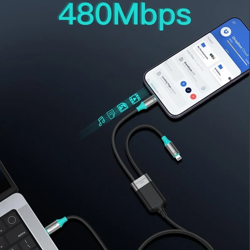 TOTU CB-21-L+T 120cm 2 in 1 USB-C to iP (5-14) + Type-C Cable 60W + 30W Fast Charging Braided Data Cable - Starlight