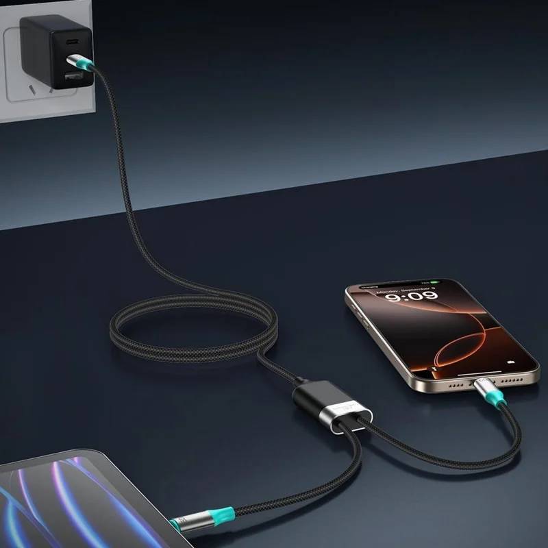 TOTU CB-21-T+T 120cm 2 in 1 USB-C to Type-C Cable 60W + 60W Fast Charging Braided Data Cable - Starlight