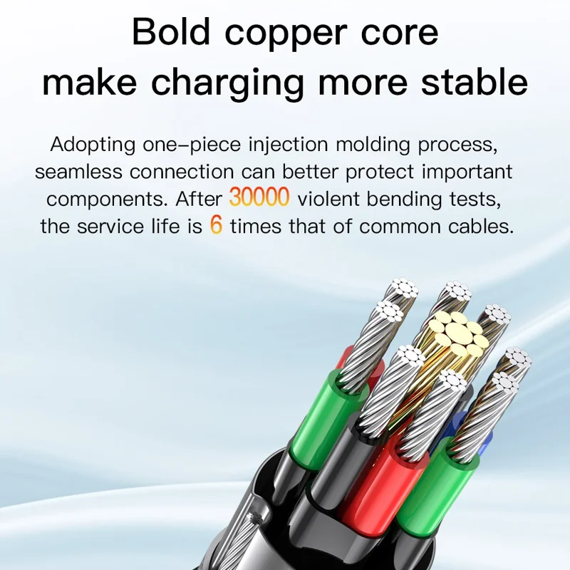 TOTU CB-3-3 120cm 3 in 1 Charging Cable iP (5-14) / USB-C / Micro USB Fast Charging TPE Silicone Data Cable - Black