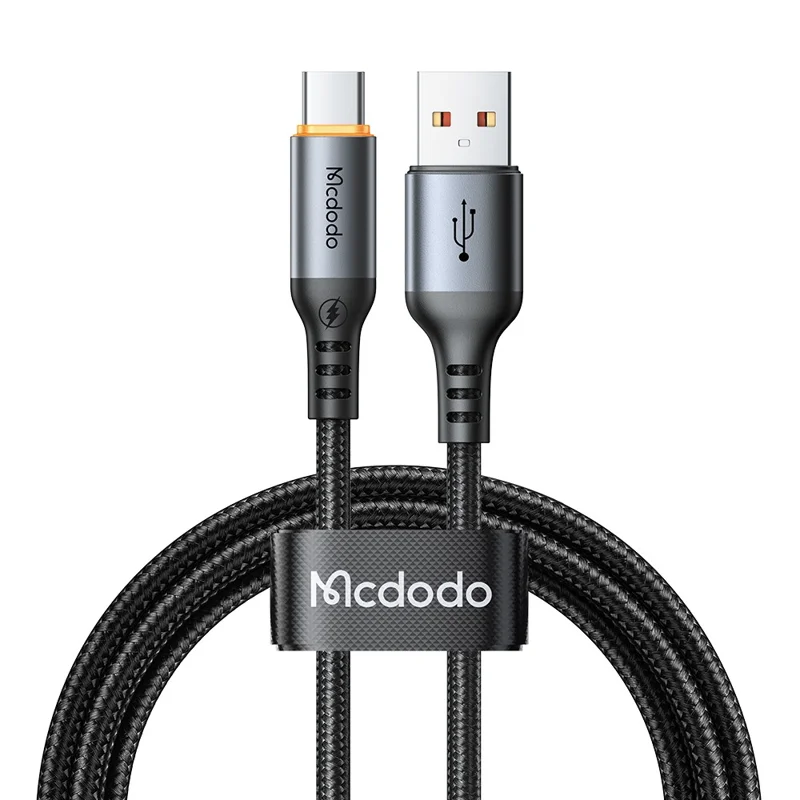 MCDODO CA-0570 1.2M USB-A to USB-C Cable 6A Super Fast Charging Smart Auto Power Off 480Mbps Data Transfer Cable - Black