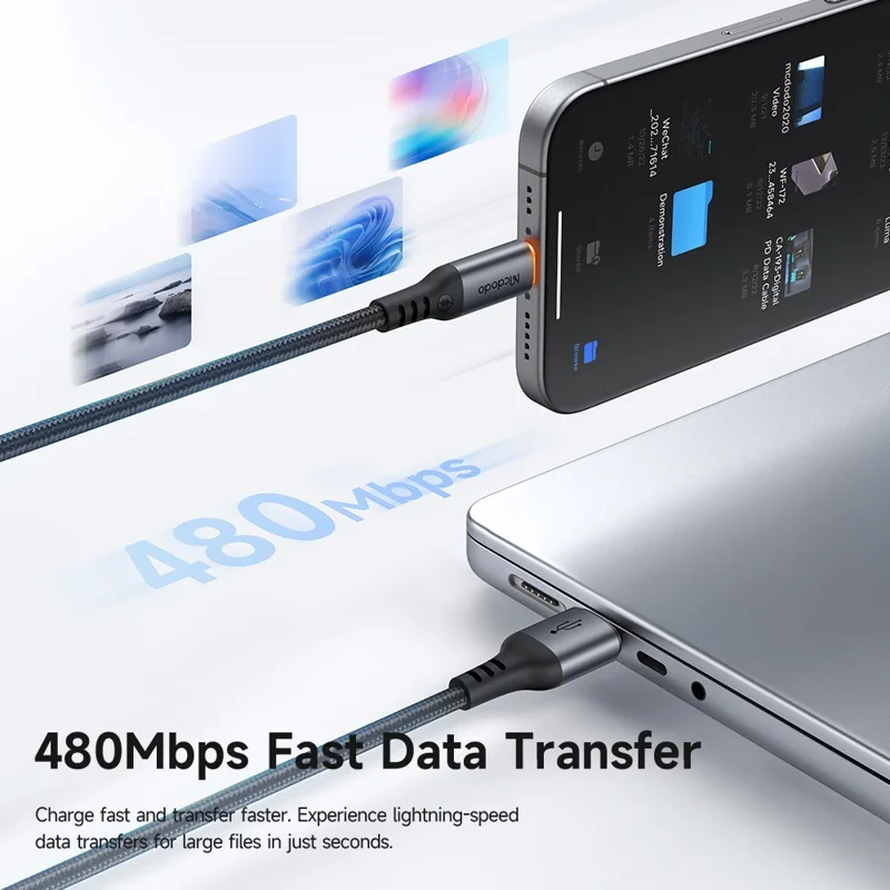 MCDODO CA-0570 1.2M USB-A to USB-C Cable 6A Super Fast Charging Smart Auto Power Off 480Mbps Data Transfer Cable - Black
