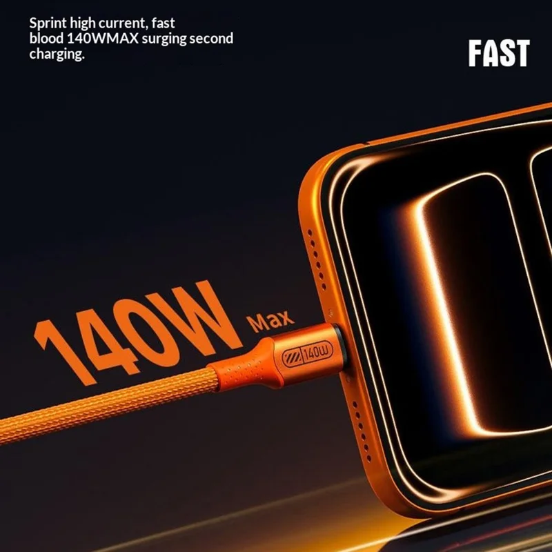 WEKOME WDC-C23 Ladon 140W All Protocol Super Fast Charging Cable Type-C to Type-C 1.2M Data Cable - Orange