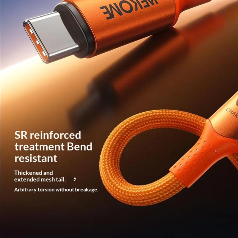 WEKOME WDC-C23 Ladon 140W All Protocol Super Fast Charging Cable Type-C to Type-C 1.2M Data Cable - Orange