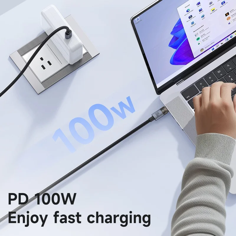 MCDODO CA-558 1.2m 100W Fast Charging Wire USB-C to USB-C Nylon Braided Data Cable with LED Indicator - Black