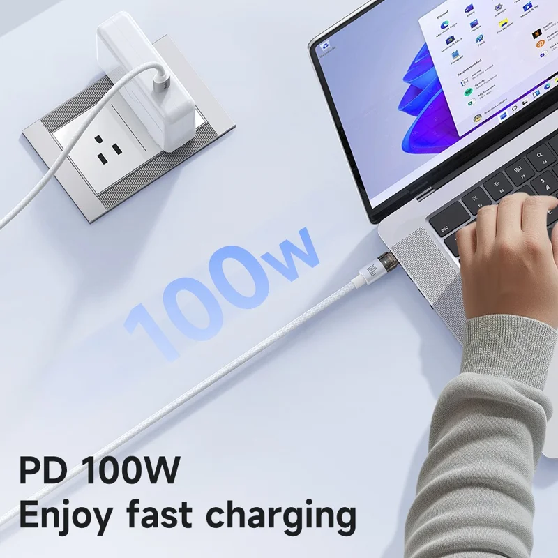 MCDODO CA-558 1.2m 100W Fast Charging Wire USB-C to USB-C Nylon Braided Data Cable with LED Indicator - White