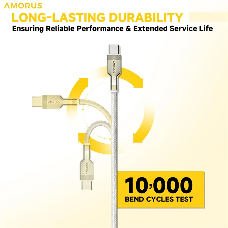 AMORUS 1m PD 3.0 60W Fast Charging USB-C to USB-C Cable Nylon Braided Data Wire for Samsung / Xiaomi / Google