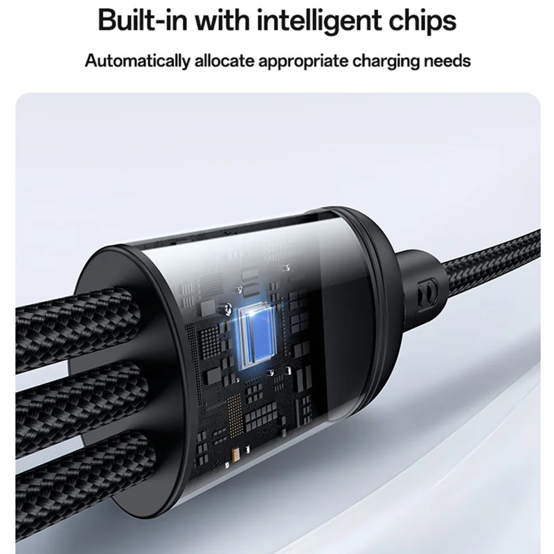 YESIDO CA203 USB-A / USB-C to iP  /  USB-C  /  Micro Fast Charging Cable Braided Charging Cord for iPhone Samsung Huawei Xiaomi