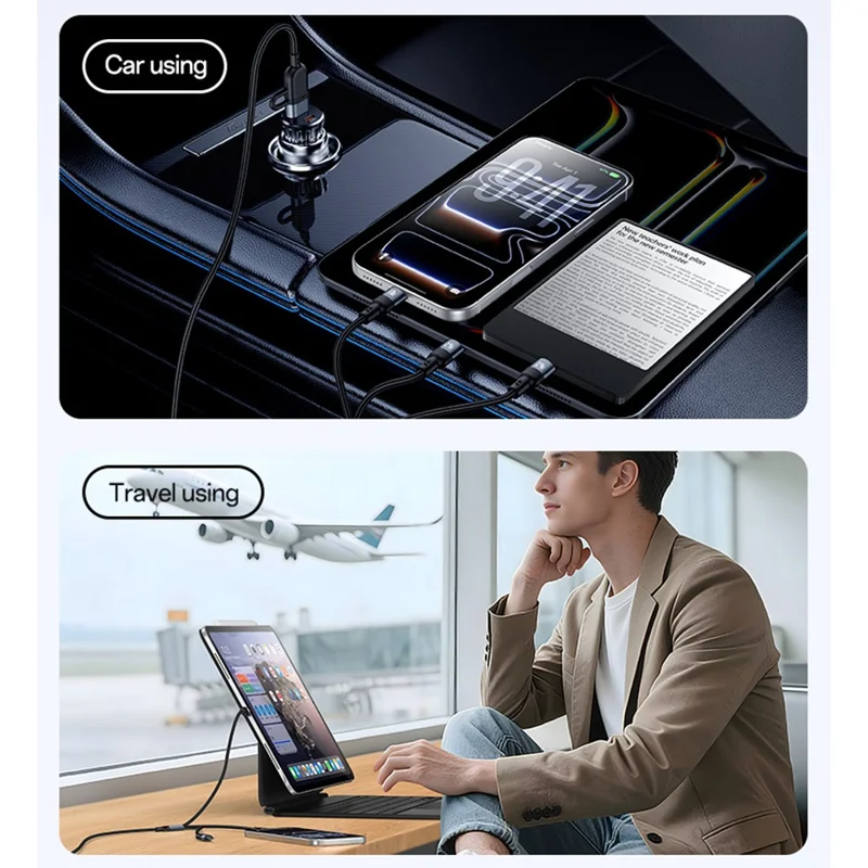 YESIDO CA203 USB-A / USB-C to iP  /  USB-C  /  Micro Fast Charging Cable Braided Charging Cord for iPhone Samsung Huawei Xiaomi