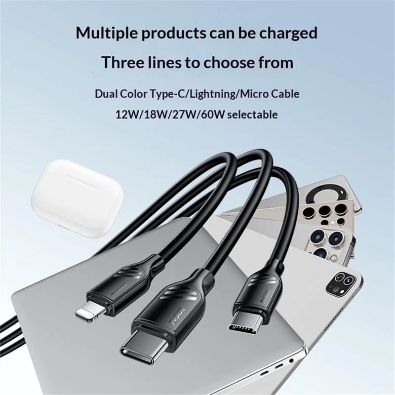 YESIDO CA126C 1 m USB-A til USB-C kabel 18 W hurtiglade data-synkroniseringskabel til Samsung / Xiaomi / Huawei - Sort