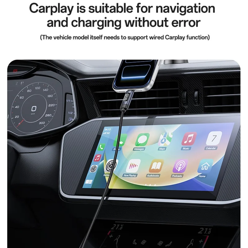 YESIDO CA202 120 cm USB-C til USB-C datakabel PD 100 W hurtiglader med OLED digital display