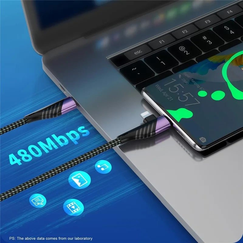 2m 2 in 1 USB-C to USB-C + Lightning Cable PD 65W + PD 27W Fast Charging Data Cord - Black / Grey