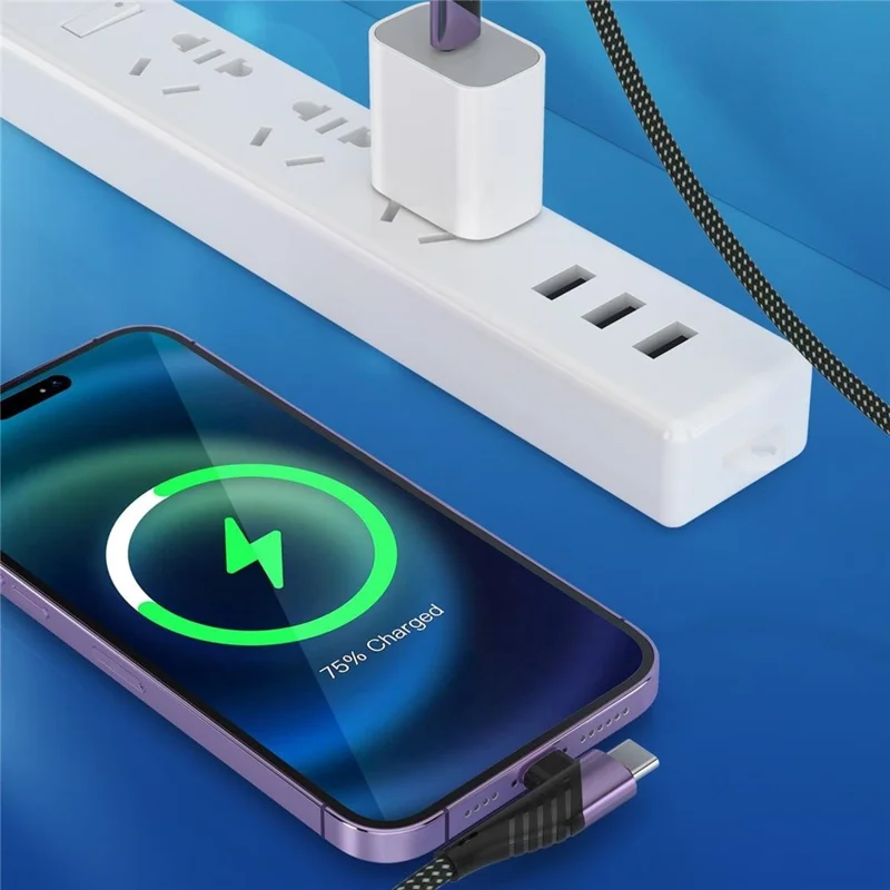 2m 2 in 1 USB-C to USB-C + Lightning Cable PD 65W + PD 27W Fast Charging Data Cord - Black / Grey