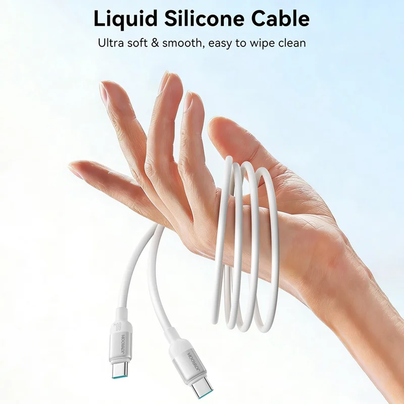 JOYROOM S-A62 1.2m USB-C to USB-C Cable 60W Fast Charging Liquid Silicone Data Cord for Phone Laptop - White