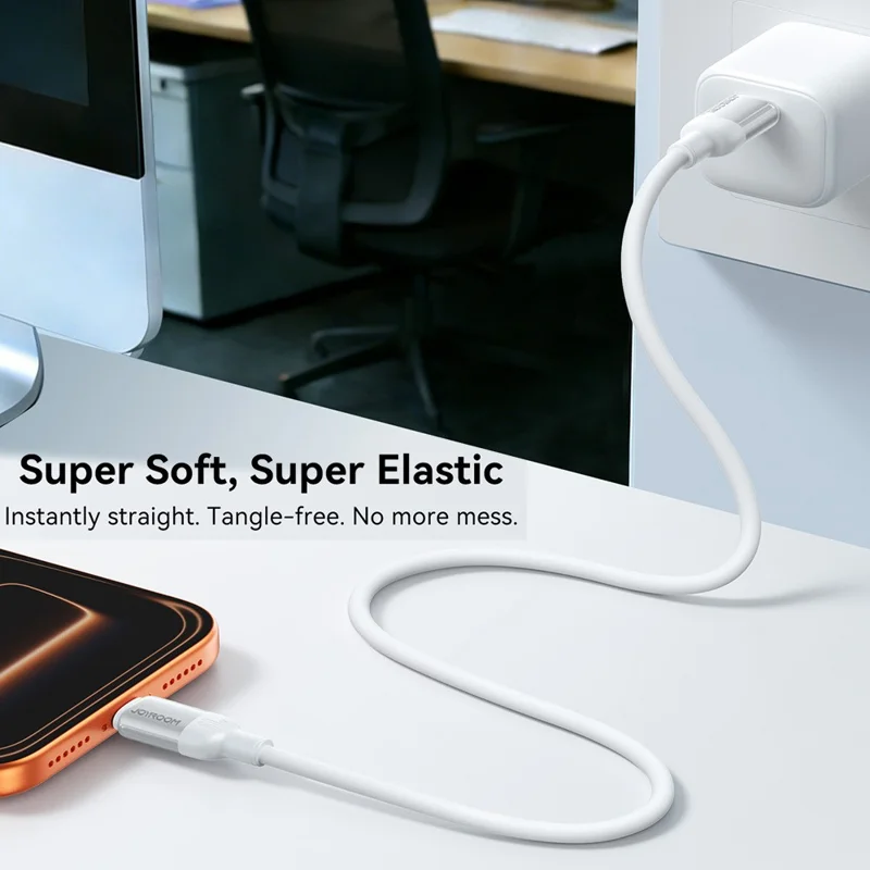 JOYROOM S-A62 1.2m USB-C to USB-C Cable 60W Fast Charging Liquid Silicone Data Cord for Phone Laptop - White