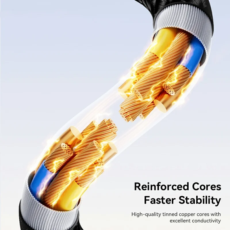 ESSAGER 0.25m 4 in 1 USB-A  /  Type-C to Type-C  /  iP Braided Data Cord PD 240W Fast Charging Cable - Grey