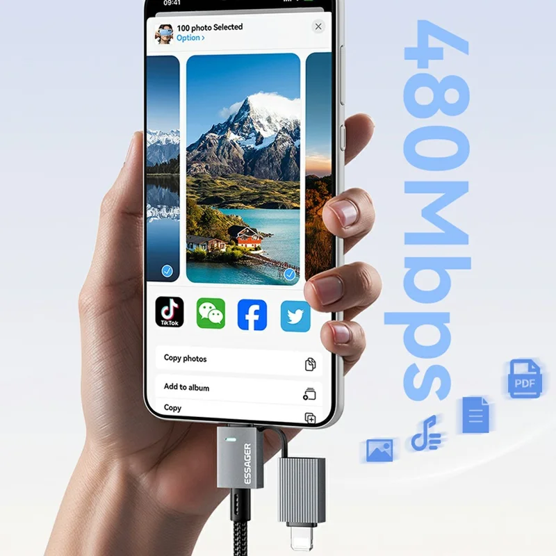 ESSAGER 1m 4 in 1 USB-A  /  Type-C to Type-C  /  iP Braided Data Cord PD 240W Fast Charging Cable - Grey