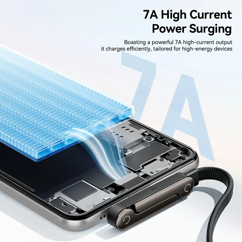 ESSAGER 1m 7A Fast Charging USB-A to Type-C L-Shape Cable with Stand for Gaming Charging - Grey