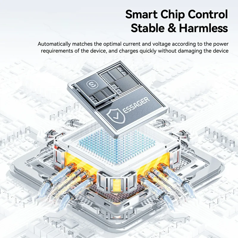 ESSAGER 1m 7A Fast Charging USB-A to Type-C L-Shape Cable with Stand for Gaming Charging - Grey