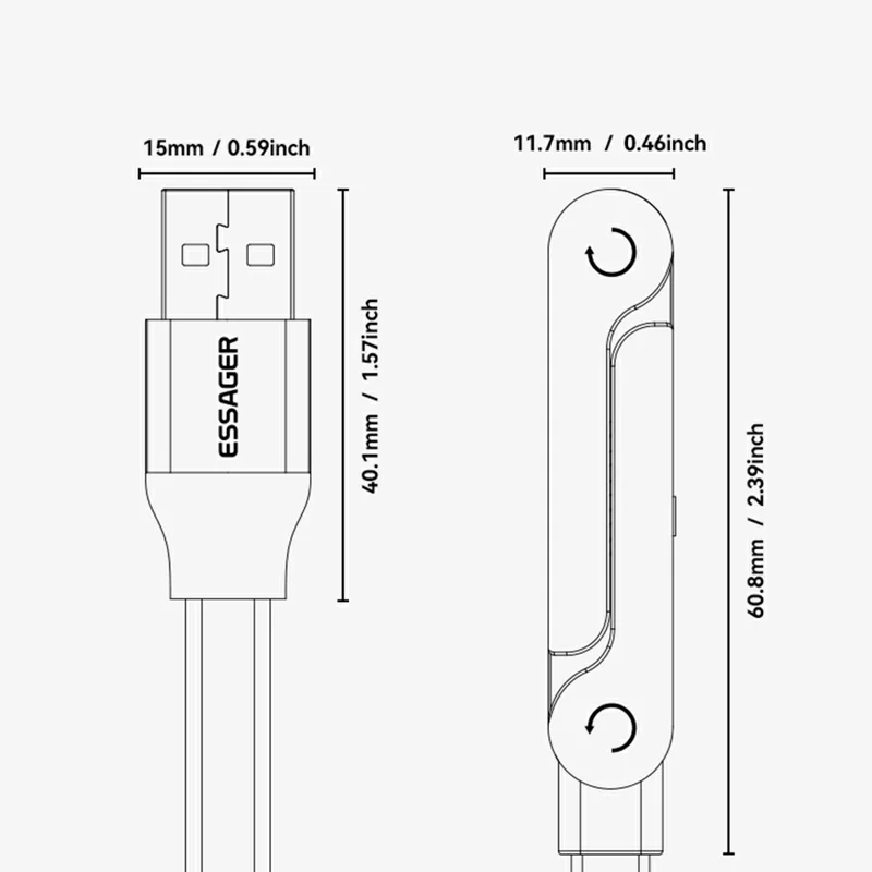 ESSAGER 1m 7A Fast Charging USB-A to Type-C L-Shape Cable with Stand for Gaming Charging - Grey