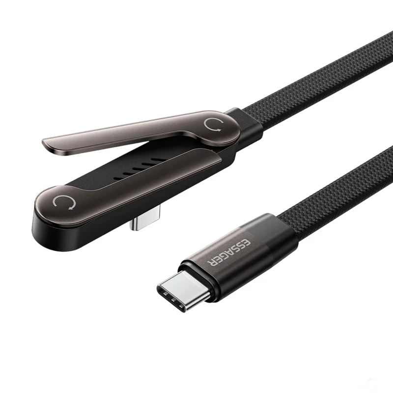 ESSAGER 1m USB-C to USB-C L-Shape 100W Fast Charging Cable with Stand for Gaming Charging - Tarnish