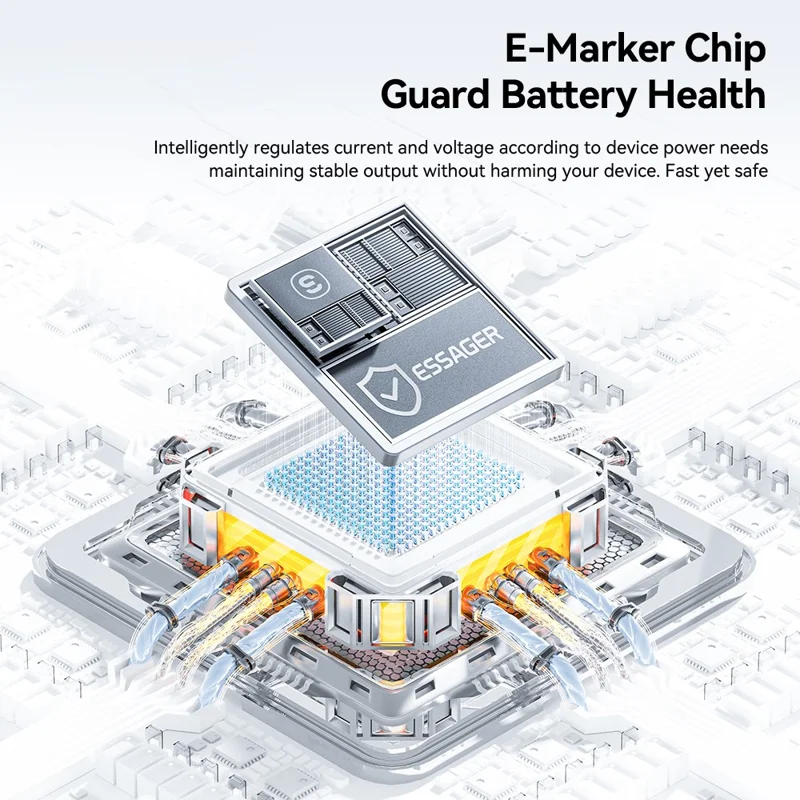 ESSAGER 1m USB-C to USB-C L-Shape 100W Fast Charging Cable with Stand for Gaming Charging - Tarnish