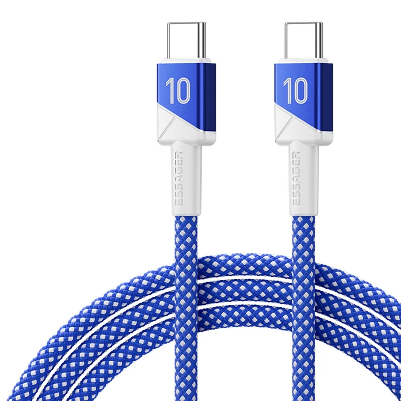ESSAGER 1m Football Theme USB-C to USB-C 100W Fast Charging Data Cable for Huawei Samsung Xiaomi - Sapphire