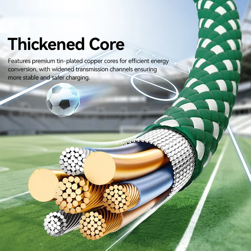 ESSAGER 1m Football Theme USB-C to USB-C 100W Fast Charging Data Cable for Huawei Samsung Xiaomi - Sapphire