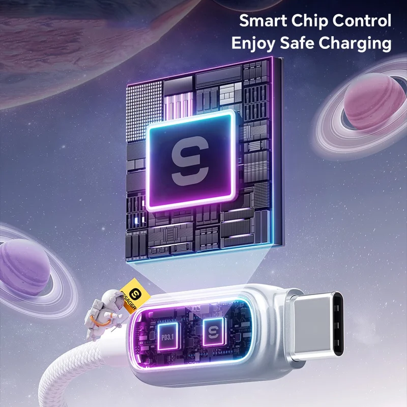 ESSAGER 1m USB A to Type-C 7A Fast Charging Data Cable with Dynamic RGB Breathing Light for Samsung Huawei Xiaomi - Tarnish