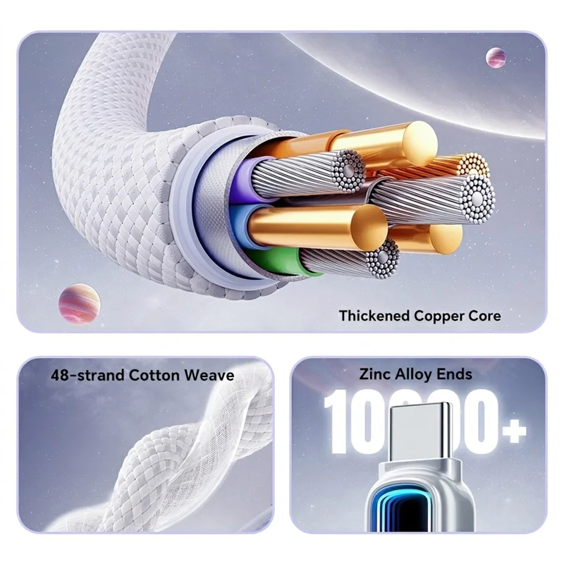 ESSAGER 2m 240W Fast Charging USB-C to USB-C 480Mbps Data Cable with Dynamic RGB Breathing Light - Tarnish