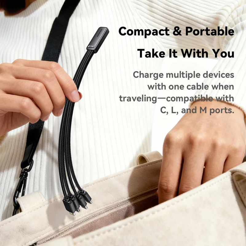 ESSAGER 4-in-1-Kabel Type-C auf 2 Type-C, Micro, iP (5-14), 3A Schnellladekabel, 16 cm