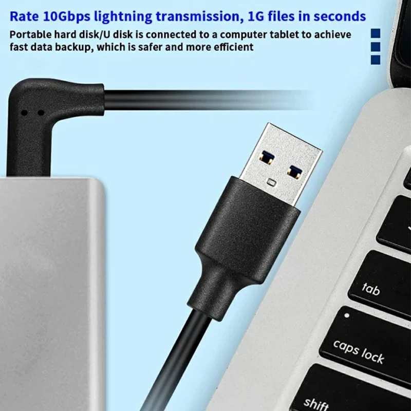 PQ102 1m For Meta Quest 2 VR Link Cable USB-A to Type-C 90 Degree Elbow PD 60W Fast Charging 10Gbps Data Transfer Cable - Black