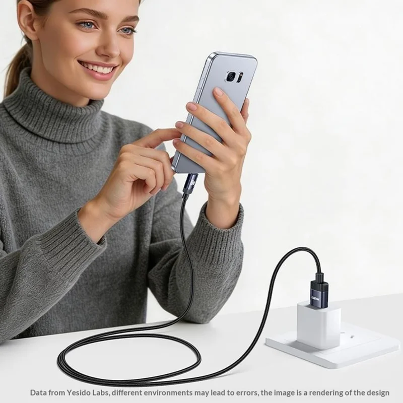 YESIDO CA204M 1m USB A to Micro USB Cable 18W Fast Charging Braided Data Cable for Samsung / Xiaomi / Motorola - Tarnish Grey