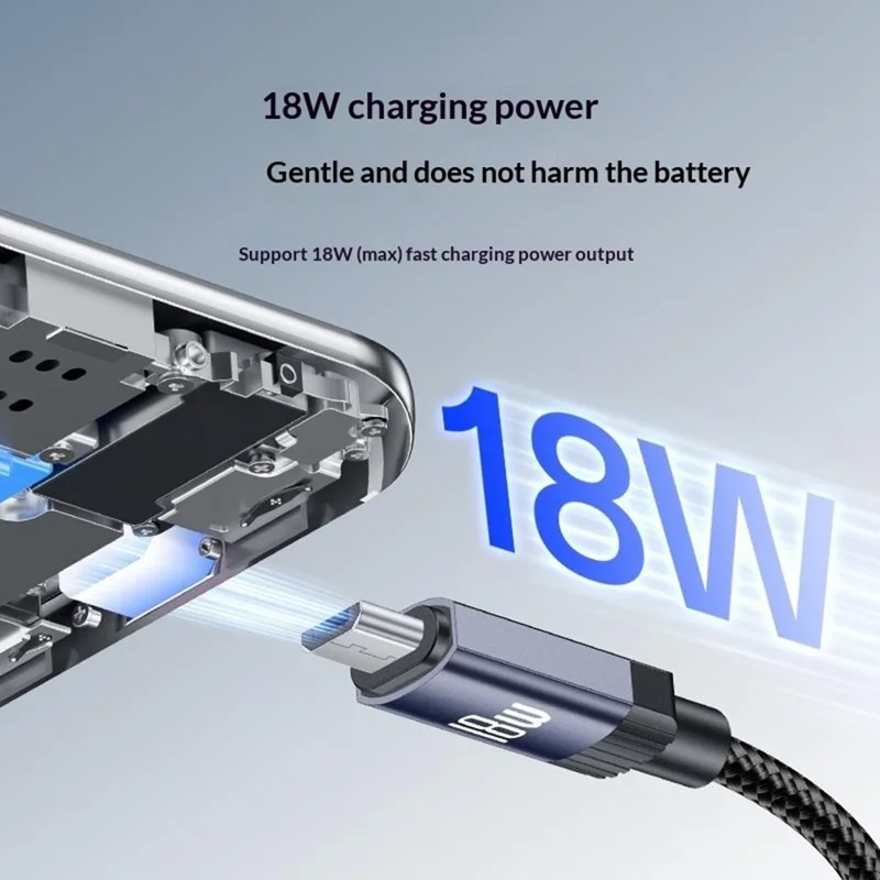 YESIDO CA204M 1m USB A to Micro USB Cable 18W Fast Charging Braided Data Cable for Samsung / Xiaomi / Motorola - Tarnish Grey