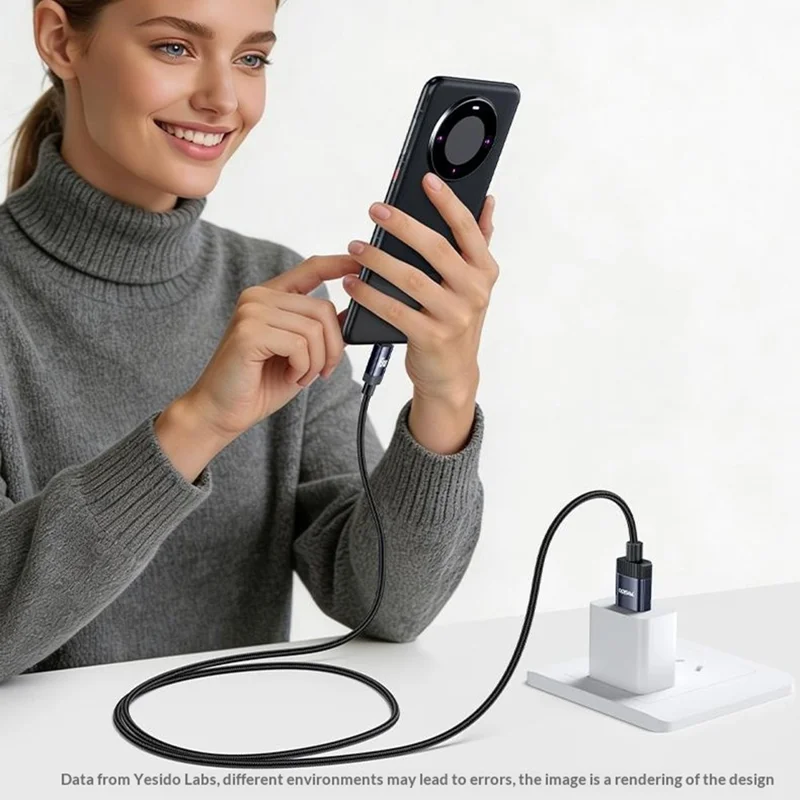 YESIDO CA204C 1m USB-A to Type-C Cable 18W Fast Charging 480Mbps Data Transfer Wire - Tarnish Grey