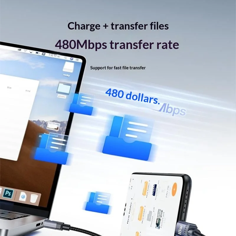 YESIDO CA204C 1m USB-A to Type-C Cable 18W Fast Charging 480Mbps Data Transfer Wire - Tarnish Grey