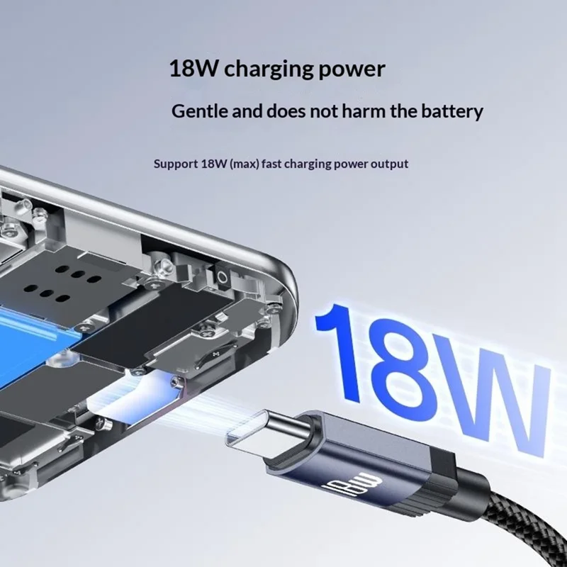 YESIDO CA204C 1m USB-A to Type-C Cable 18W Fast Charging 480Mbps Data Transfer Wire - Tarnish Grey