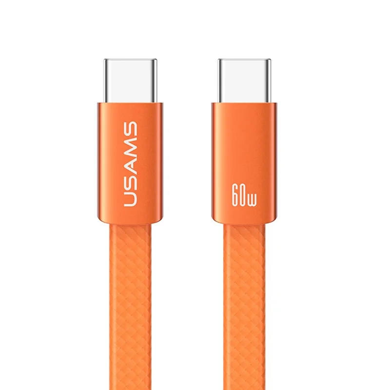 USAMS SJ783 U96 1.2m USB-C to USB-C Cable PD 60W Fast Charging Ultra Slim Braided Data Cable - Orange