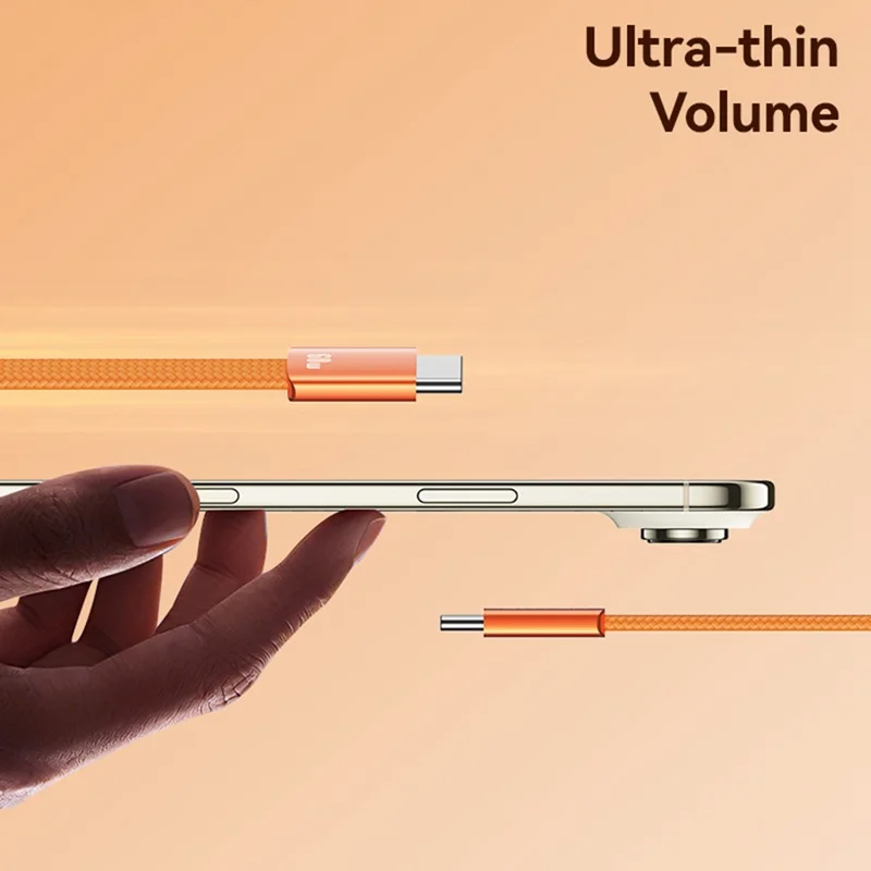 USAMS SJ783 U96 1.2m USB-C to USB-C Cable PD 60W Fast Charging Ultra Slim Braided Data Cable - Orange