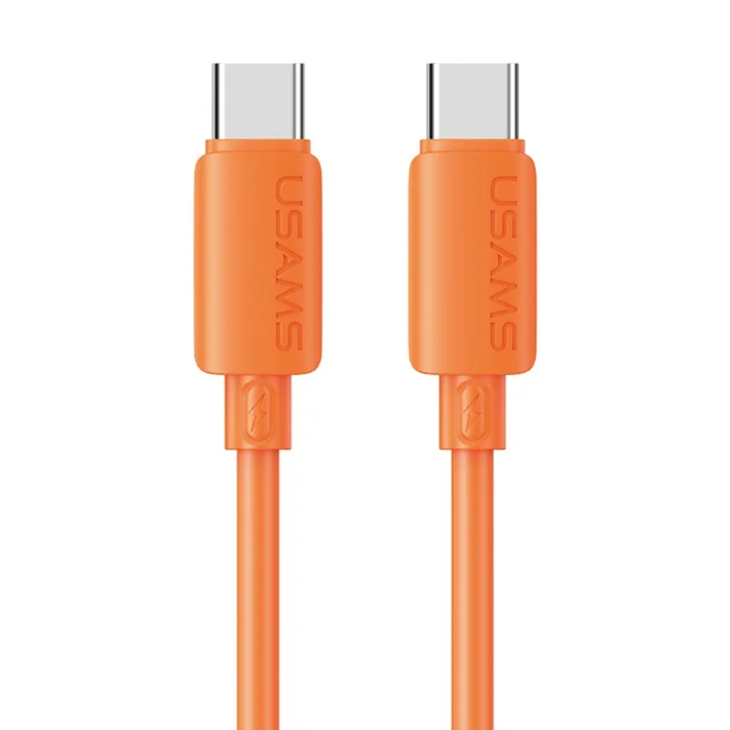 USAMS SJ787 U98 Cable de Datos de Silicona USB-C a USB-C de 1 m y Carga Rápida PD de 60 W - Naranja