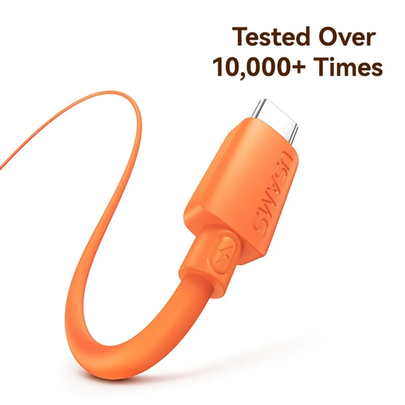 USAMS SJ787 U98 Cable de Datos de Silicona USB-C a USB-C de 1 m y Carga Rápida PD de 60 W - Naranja