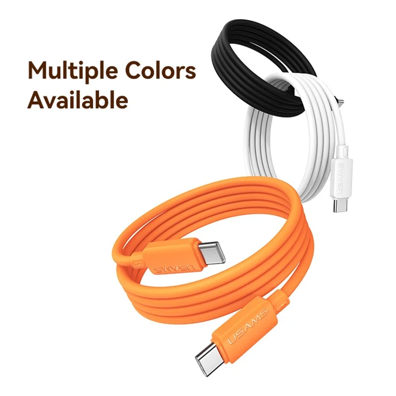 USAMS SJ787 U98 1m USB-C to USB-C Cable PD 60W Fast Charging Silicone Data Cable - White