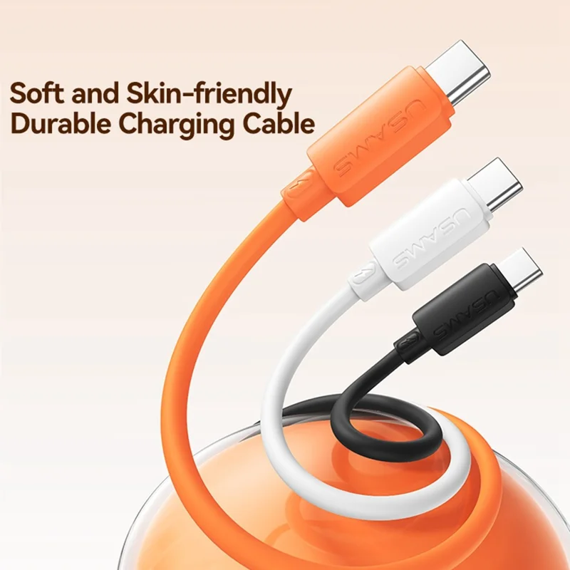 USAMS SJ787 U98 1m USB-C to USB-C Cable PD 60W Fast Charging Silicone Data Cable - White