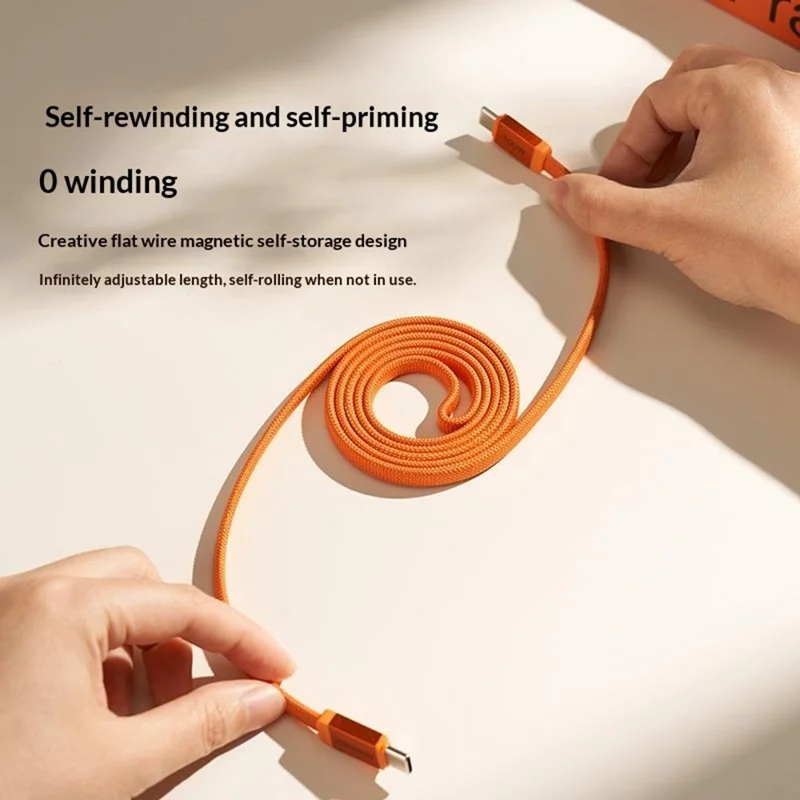 MOMAX DC88 1m 100W USB-C to USB-C Magnetic Braided Cable Flat Charging Data Cable for MacBook iPhone Huawei iPad Samsung - Orange