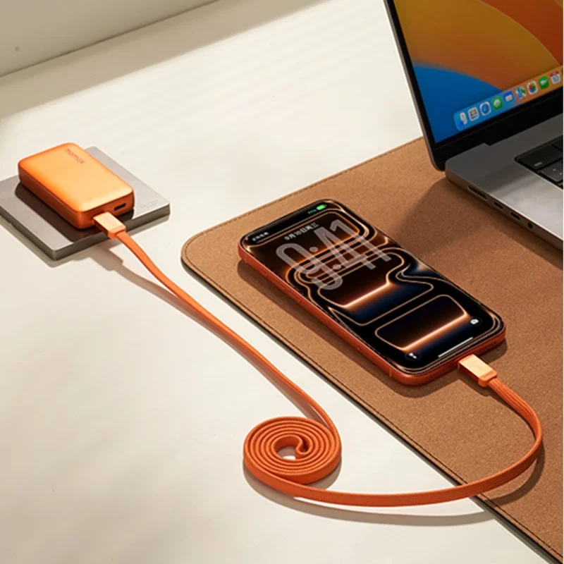 MOMAX DC88 1m 100W USB-C to USB-C Magnetic Braided Cable Flat Charging Data Cable for MacBook iPhone Huawei iPad Samsung - Orange