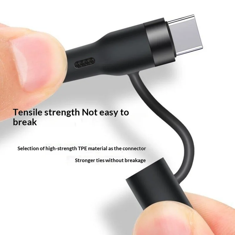 1 м 2 в 1, USB-C на iP / USB-C, кабель быстрой зарядки PD 60 Вт, нейлоновый плетёный кабель для передачи данных — чёрный