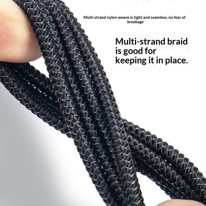 1 м 2 в 1, USB-C на iP / USB-C, кабель быстрой зарядки PD 60 Вт, нейлоновый плетёный кабель для передачи данных — чёрный