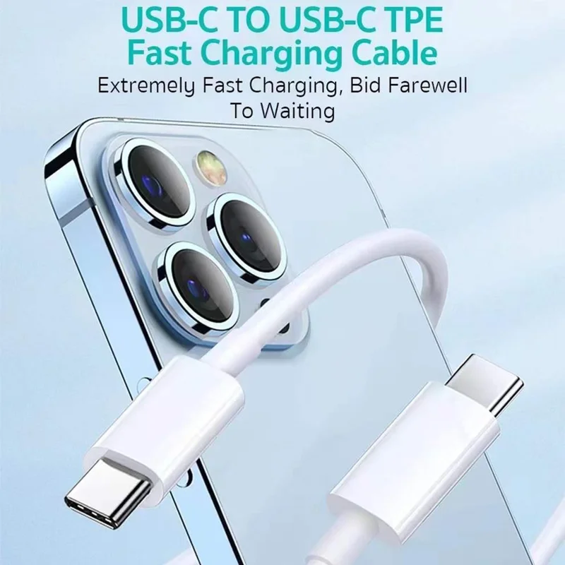 COTECI 32117 1m USB-C to USB-C Fast Charging Cable 60W 20Gbps Data Transfer Wire - White