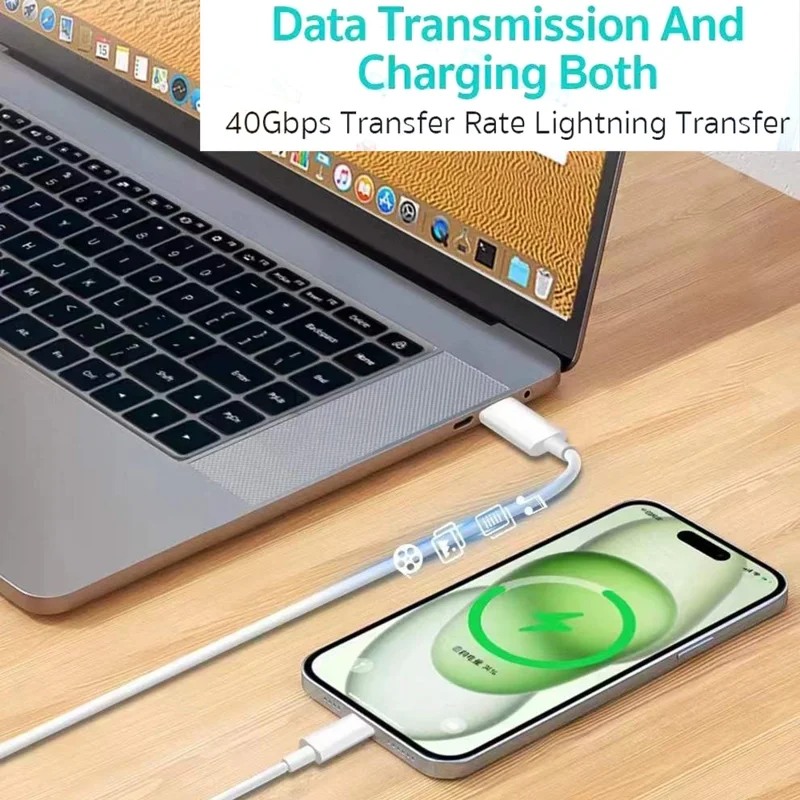 COTECI 32117 1m USB-C to USB-C Fast Charging Cable 60W 20Gbps Data Transfer Wire - White