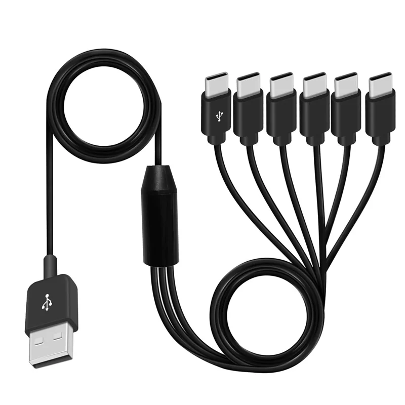 1.5m 6-in-1 USB-A to 6 USB-C Splitter Cable Multi-Device Charging Cable Data Transfer Cable for Phones Tablets